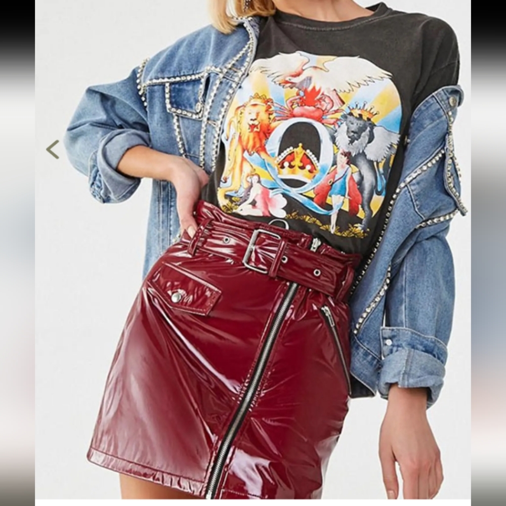 Forever 21 Patent Leather Red Mini Skirt Size s